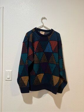 Geccu M Geometric Pattern Navy Multicolor Men's Sweater COOGI LIKE